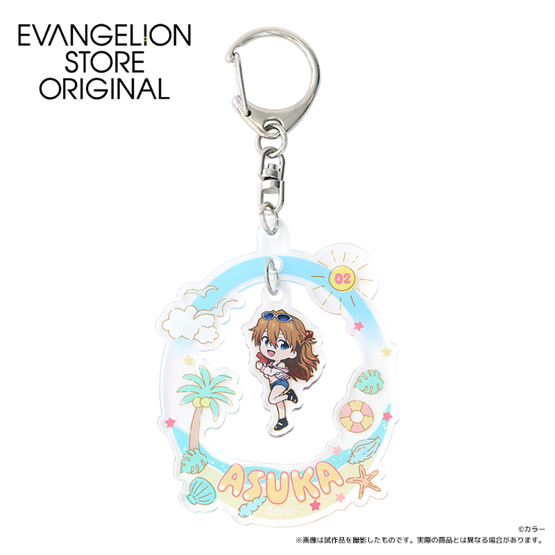 【굿즈-키홀더】 에반게리온 신극장판 유라유라 아크릴 키홀더 썸머 페스티벌 데포르메 아스카