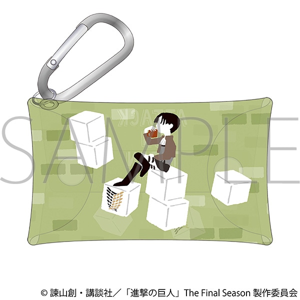 【굿즈-파우치】 진격의 거인 애니판 카라비너 포함 클리어 파우치 유루파렛토 리바이
