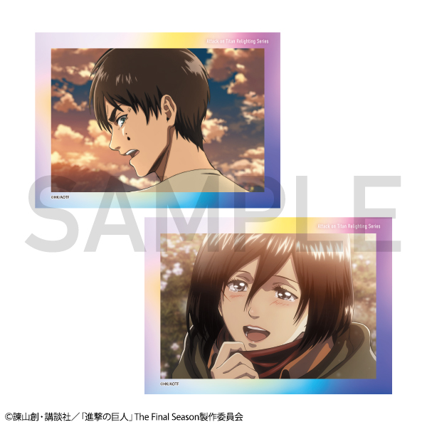 【굿즈-카드】 진격의 거인 Re:lighting 클리어 카드 2매 세트 에렌＆미카사