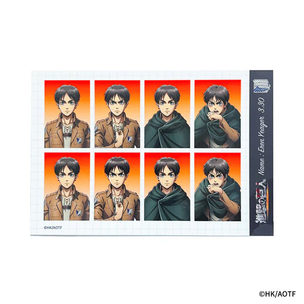 【굿즈-스티커】 진격의 거인 격동 Animation 증명사진풍 스티커 에렌