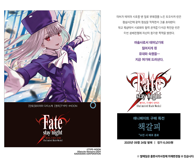 【국내서적-코믹스】 페이트 스테이 나이트 Unlimited Blade Works (6)